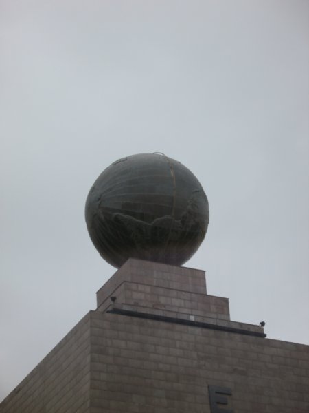 Close up of the globe on the equator monument
