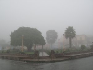 Santo Domingo main plaza in cloud