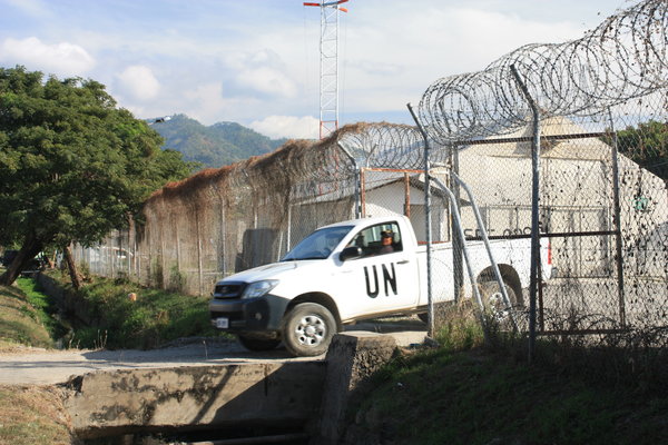 Vehicle leaving UN compound