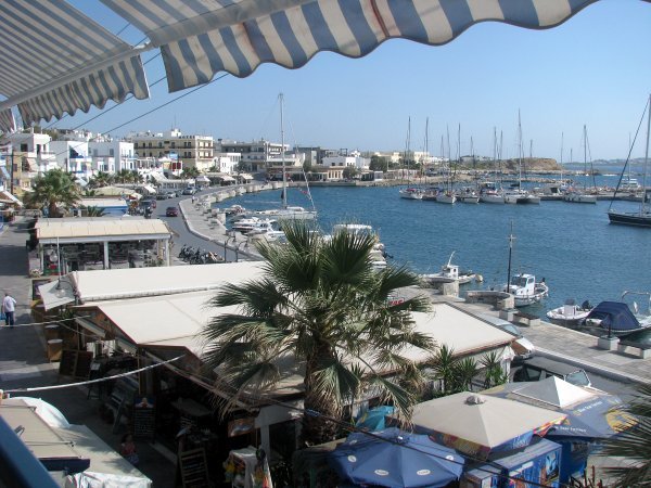 The view of Naxos harbour from the restaurant