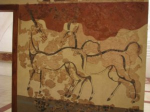 Wall painting from the exhibition of the dig at Akrotiri