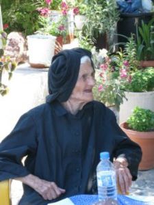 An old woman at  Pannagia Episkopi