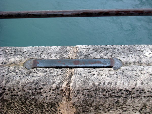 Traditional iron staples which locked the stone bridge together