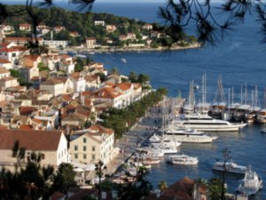 View of Hvar town and harbour from near the fortress