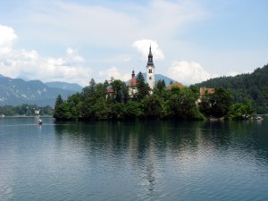 Lake Bled Castle overlooking the township and the lake