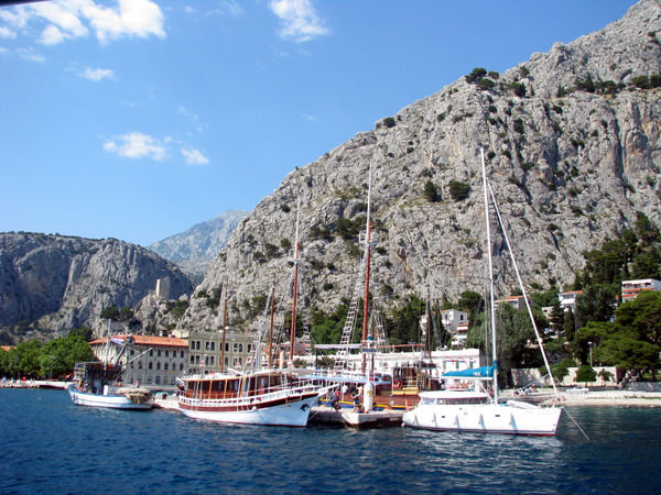 Boat moored at Omis harbour