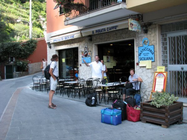 The restaurant on the corner where the owner, Luka and his twin brother Missamo, two Sicilians who run a famous restaurant in Venazza, organised alternative accommodation for us.