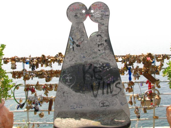 Here, in the lover's walk, people put "chastity belt" and locks