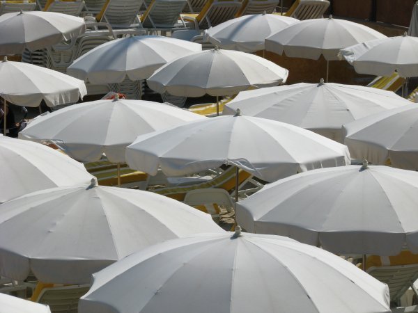 One hotel's private umbrellas