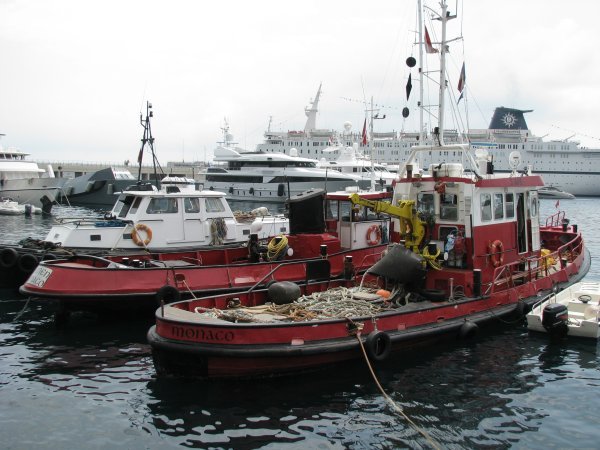 Work boats, Ocean cruisers and pleasure craft Monte Carlo harbour