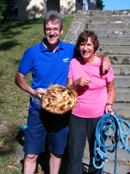 The best lock keeper who sold us this apple pie freshly baked with, so he said," apples from the orchard and flour from the mill"