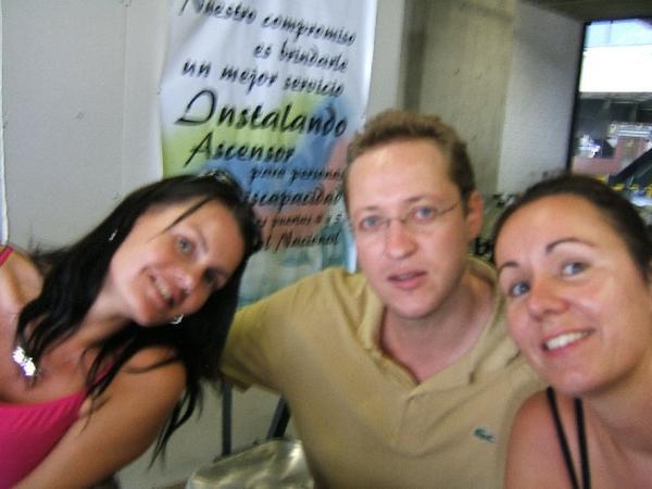 Kat, Mark & Ella waiting at Caracas airport