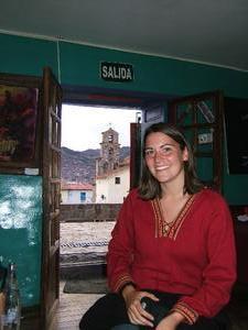 Caroline strikes a pose for the Cusco tourist board