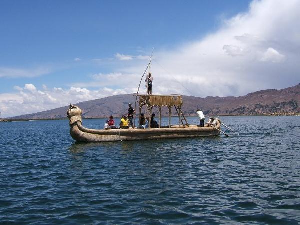 The group make an escape on Lake Titicaca