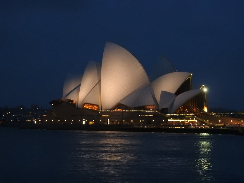 Opera House at night from across the bay