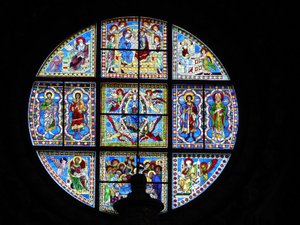 Stain glass windows in Siena Duomo