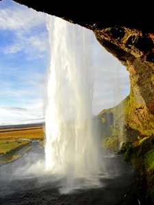 Behind Seljalandsfoss waterfalls
