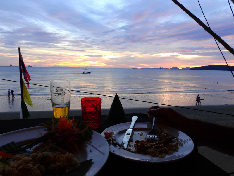 Dinner with the gorgeous sunset