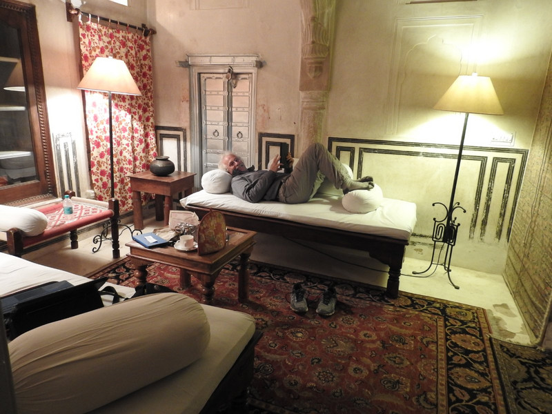 Ed relaxing in our haveli in Mandawa