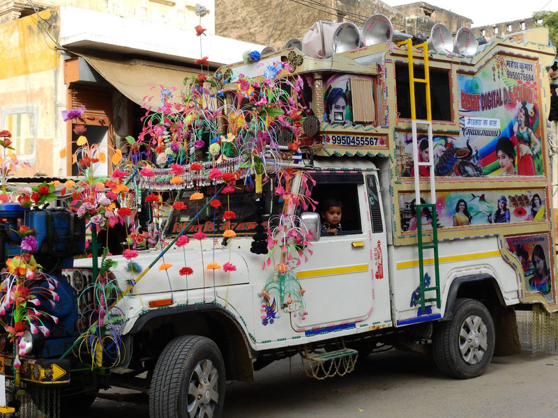 colorful truck, with young drivers :)  