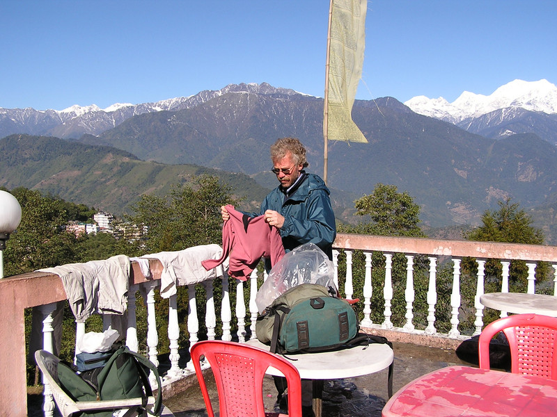 At hotel in Pelling - drying our clothes