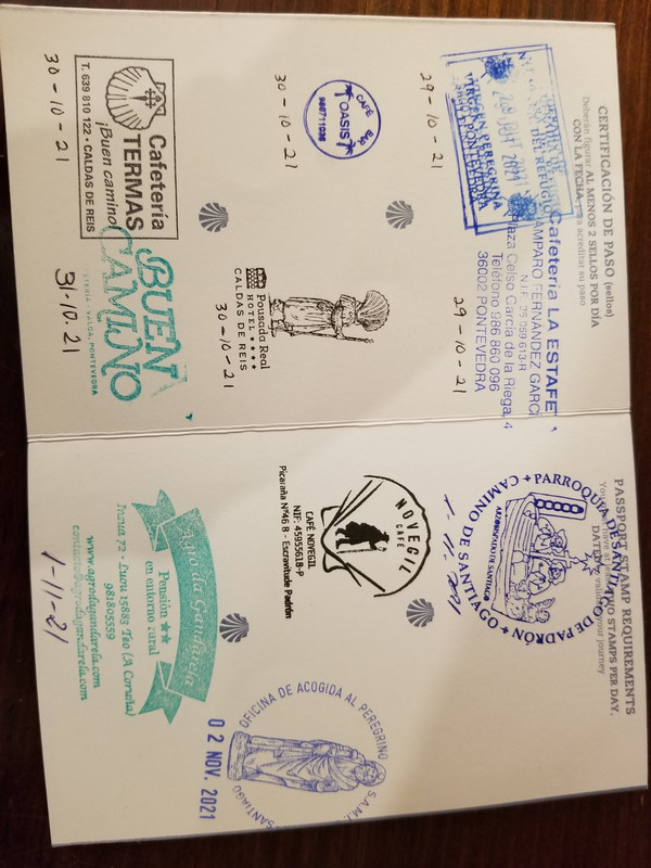 Our stamped credentials - we have 3 pages of stamps