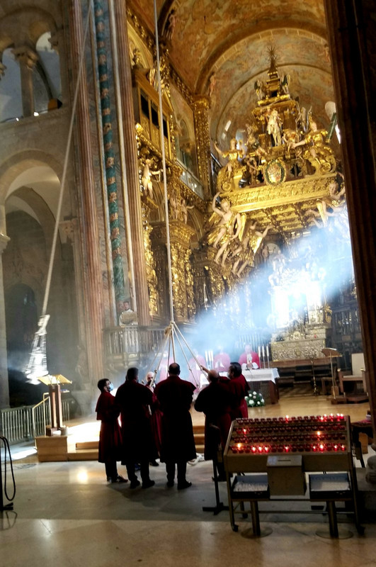 This was amazing to see - the incense burning botafumeiro 