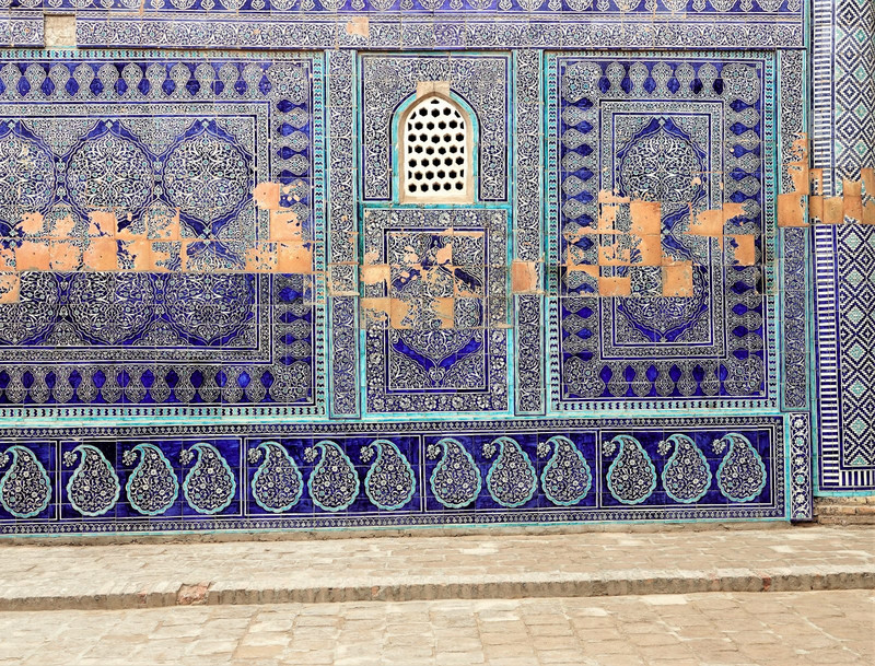 Unrestored 12th century wall, most of the tiles are original