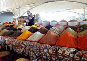 Lots of spices at Chorsu Bazar in Tashkent
