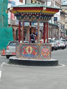 No traffic lights in Bhutan, just one traffic cop