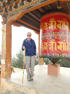 First stop at the prayer wheel on the way up
