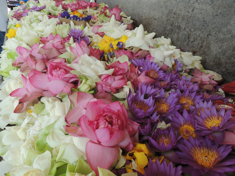 Beautiful floral offerings at the temples