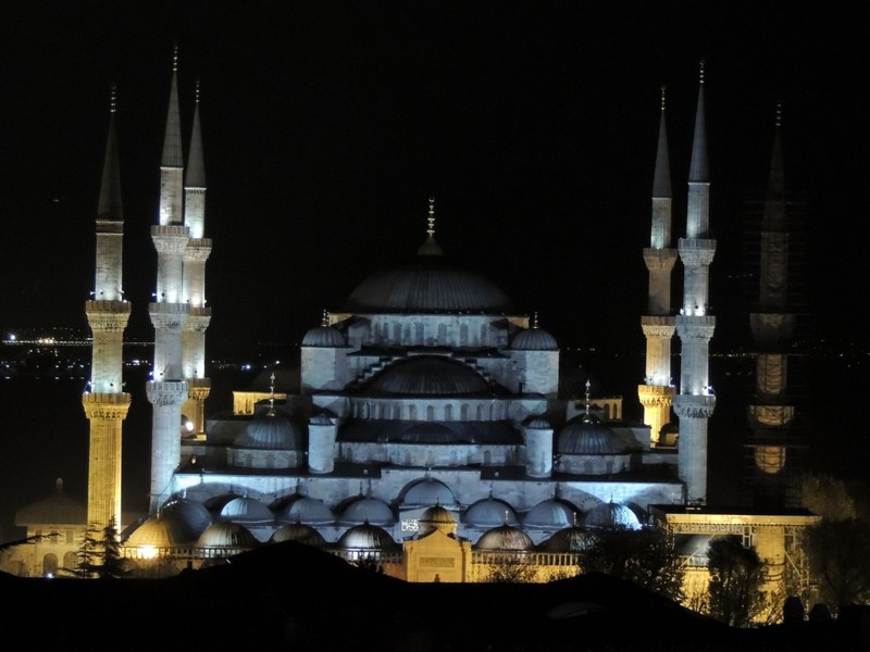 View from top floor of our hotel  - The Blue Mosque at night