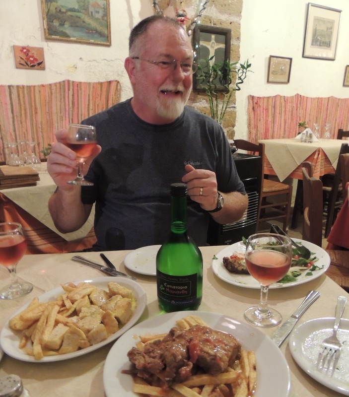 Doug enjoying dinner at Monemvasia