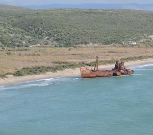 Ship wrecked along the coastal route