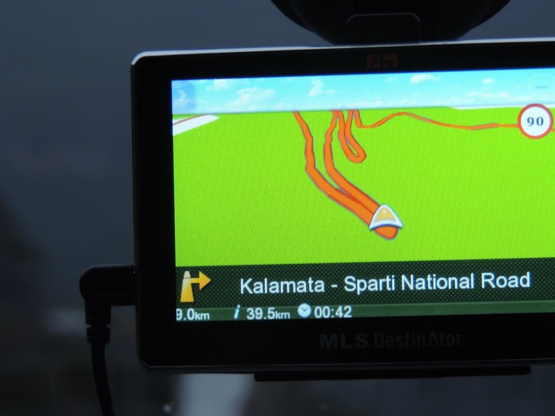 Our GPS showing us the road to Mistras
