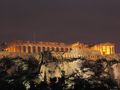 NIght view of the Acropolis from the hotel's  rooftop