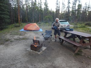 Enjoying an evening of camping