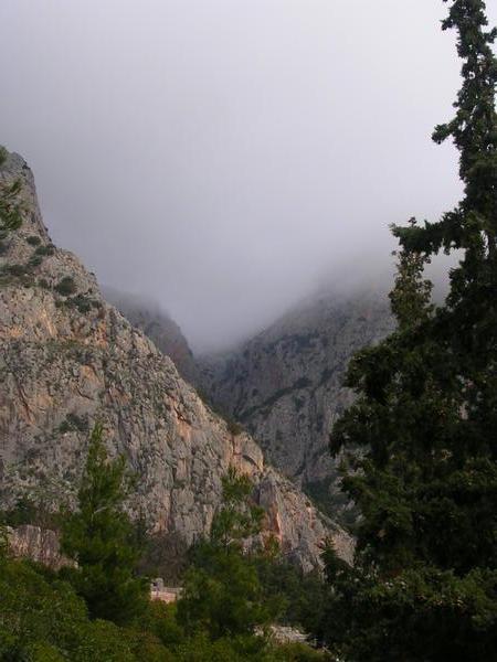 Rocky hills towering above Delphi