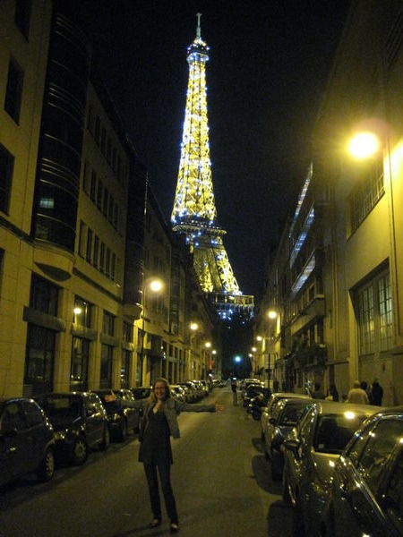 Hayley with the Eiffel Tower at Night