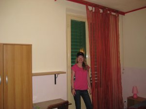 Hayley in our hostel room