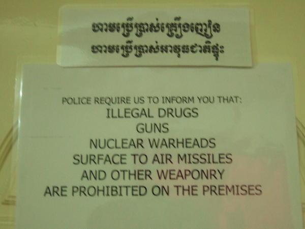 Sign in our room at Siem Reap