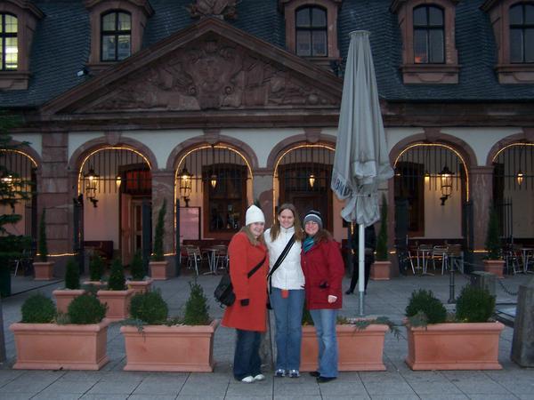 The three of us in front of a restaurant in Frankfurt