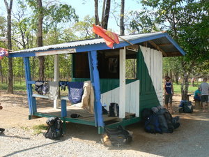 Cambodian Laos border immigration hut