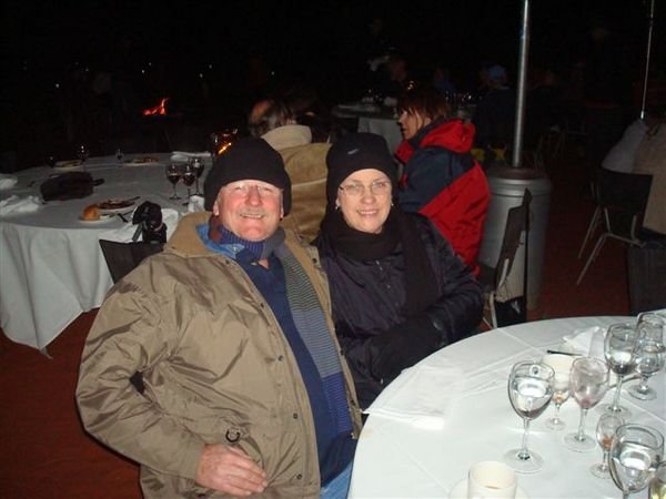 When the sun went down we were very chilly at the Sounds of Silence Dinner...thankgoodness they had some heaters!