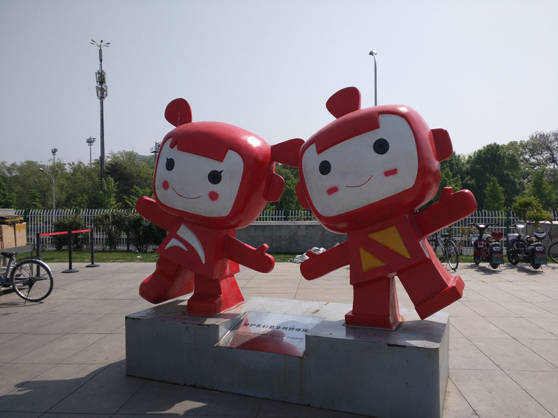 Two of the Olympic mascots