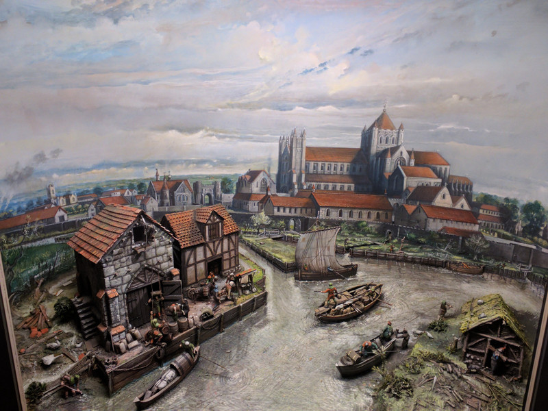 A model of Reading as it was in medieval times showing the huge abbey