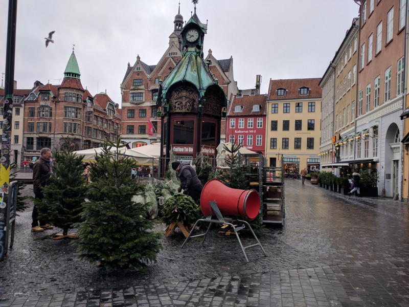 Christmas trees for sale in downtown Copenhagen