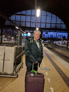 Kev at Copenhagen Station ready to catch the train to Stockholm