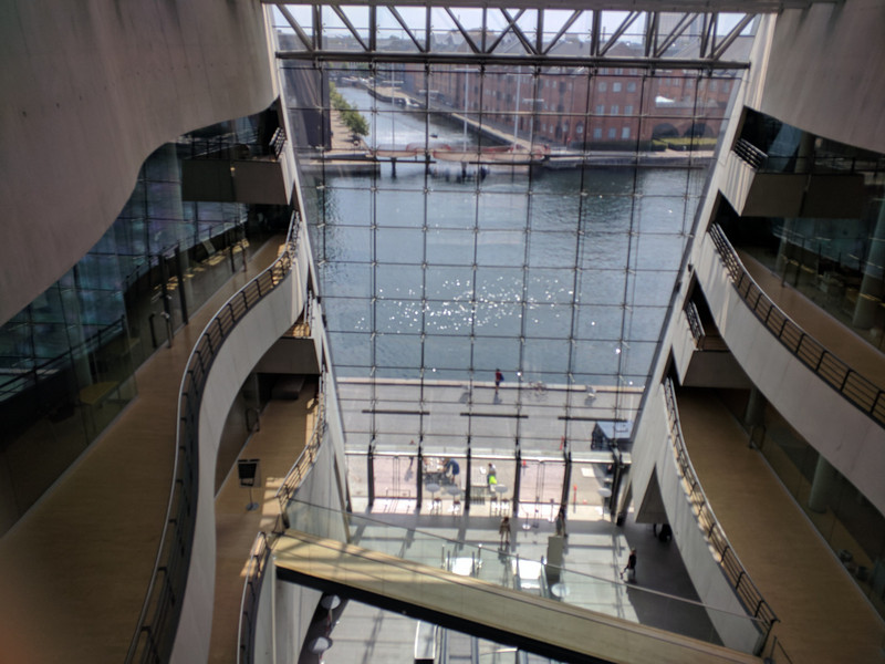 Inside the Black Diamond; the view from the top floor